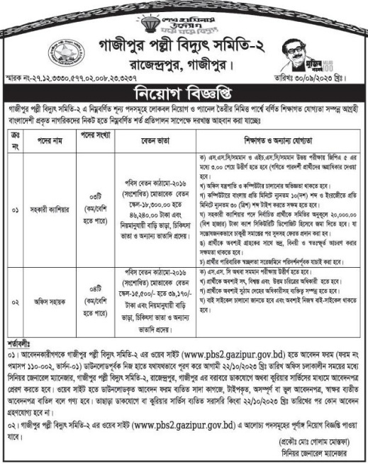 Bangladesh Palli Bidyut Job Circular 2023